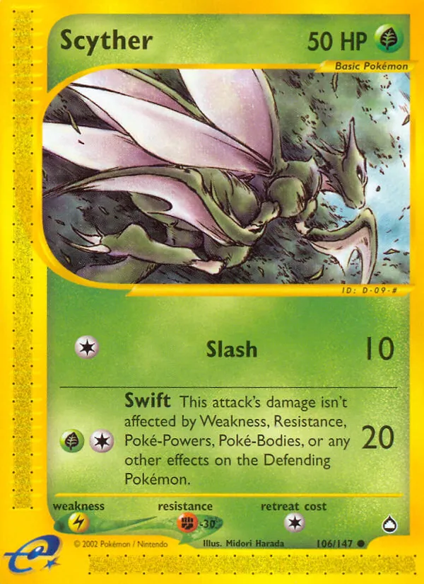 Scyther #106 – Aquapolis card