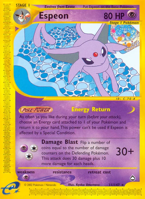 Espeon #11 – Aquapolis card