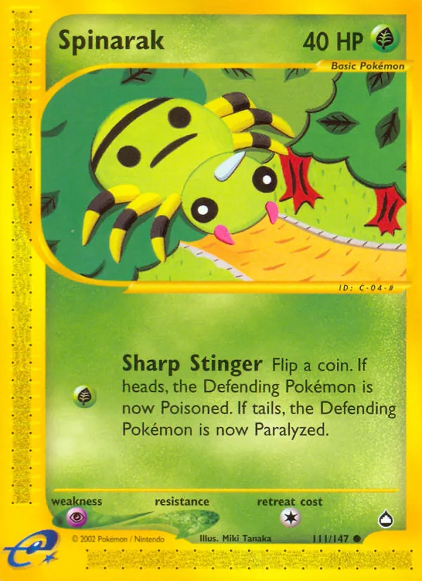 Spinarak #111 – Aquapolis card