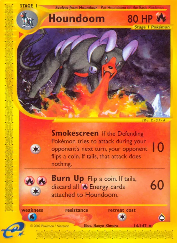 Houndoom #14 – Aquapolis card
