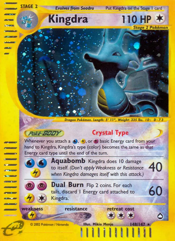 Kingdra #148 – Aquapolis card