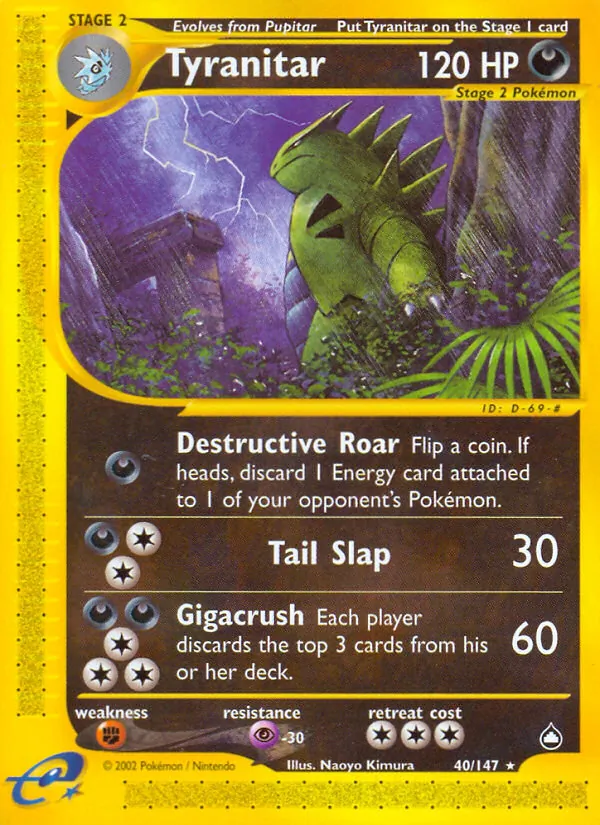Tyranitar #40 – Aquapolis card