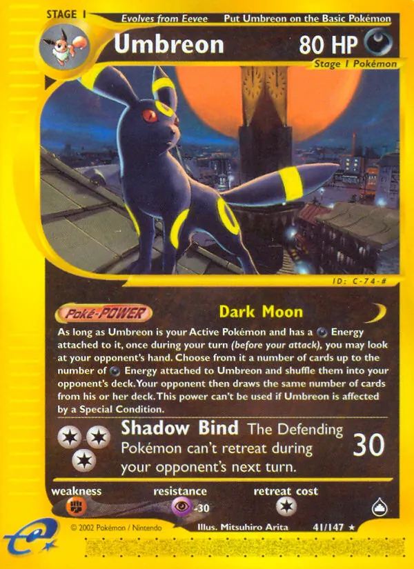 Umbreon #41 – Aquapolis card