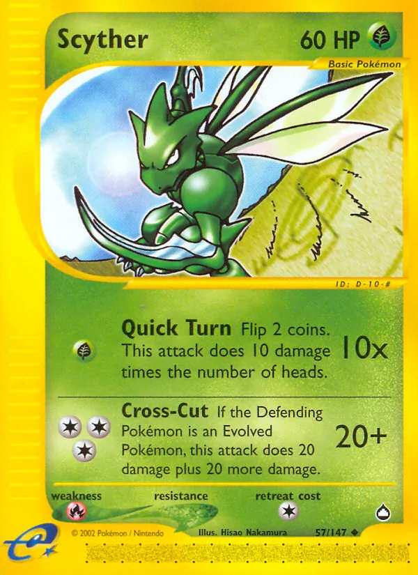 Scyther #57 – Aquapolis card