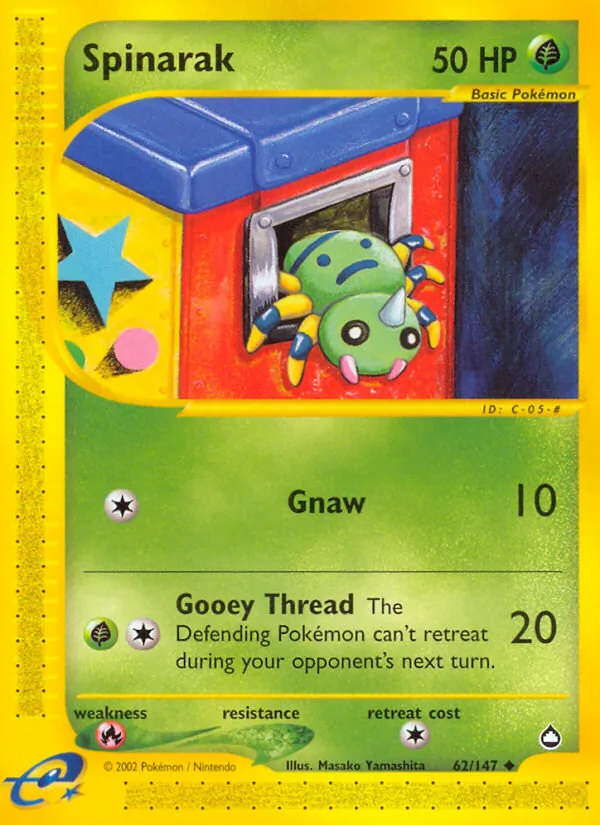 Spinarak #62 – Aquapolis card