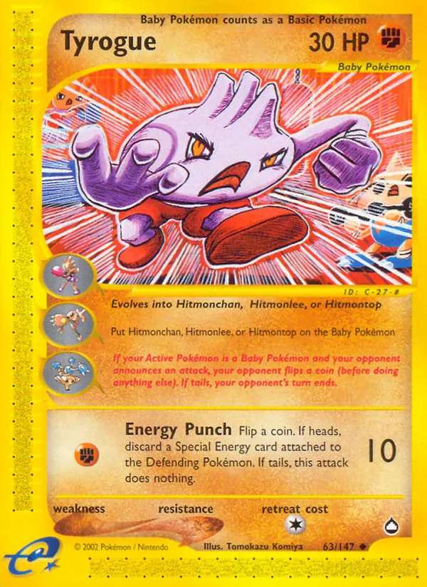Tyrogue #63 – Aquapolis card