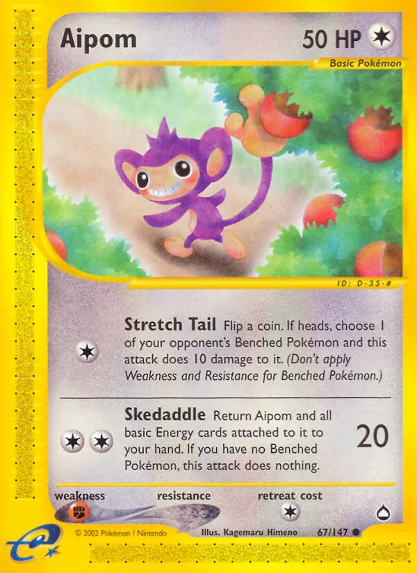 Aipom #67 – Aquapolis card