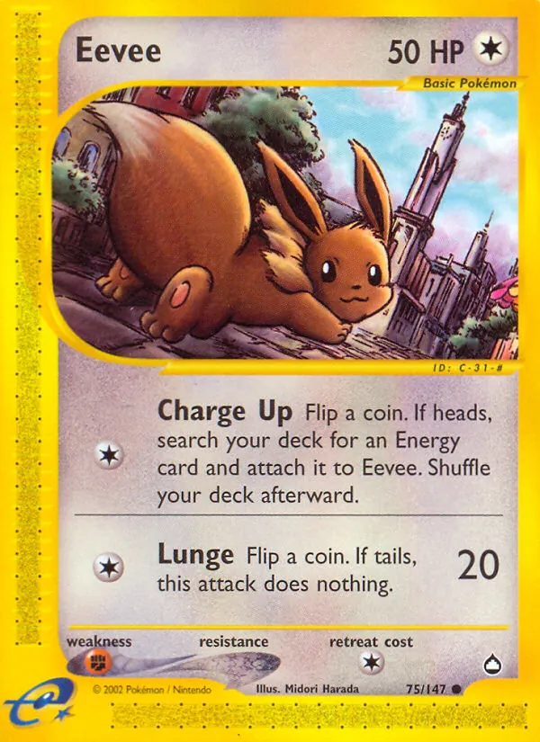 Eevee #75 – Aquapolis card