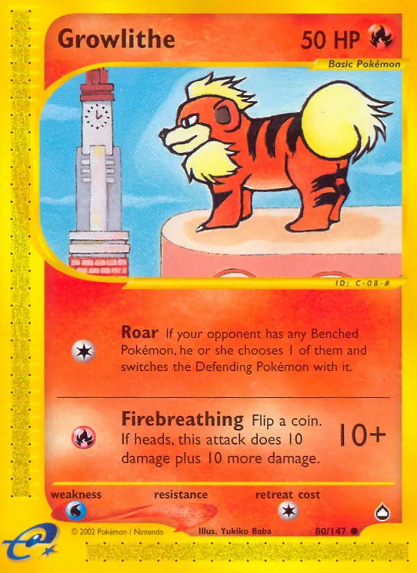 Growlithe #80 – Aquapolis card