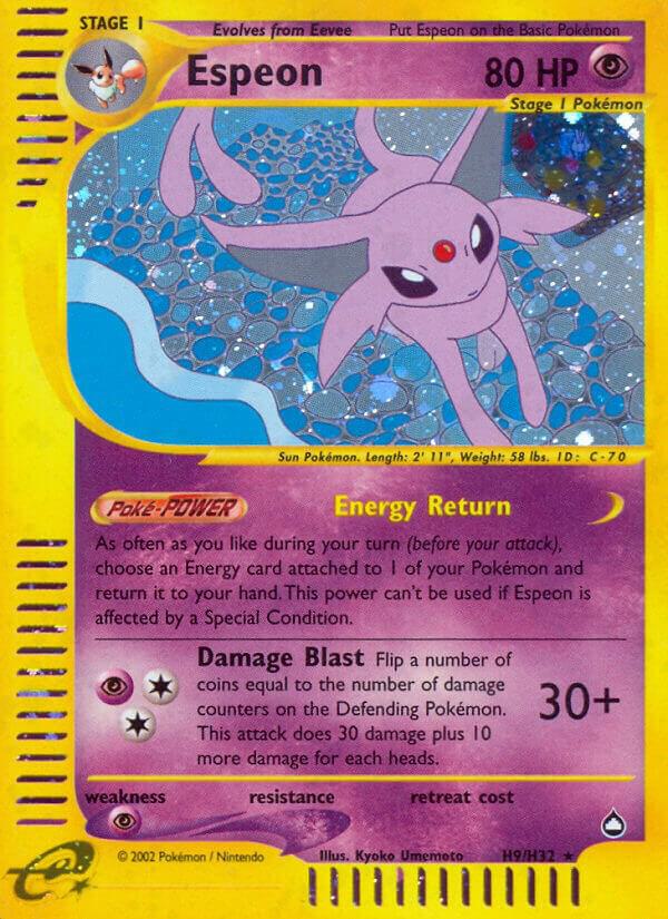 Espeon #H09 – Aquapolis card