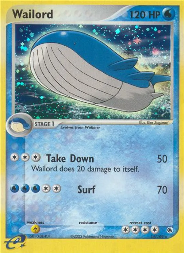 Wailord #14 – Ruby & Sapphire card