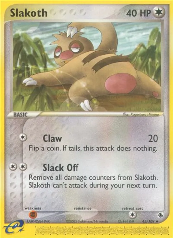 Slakoth #45 – Ruby & Sapphire card
