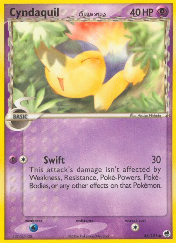 Cyndaquil δ #45 – Dragon Frontiers card