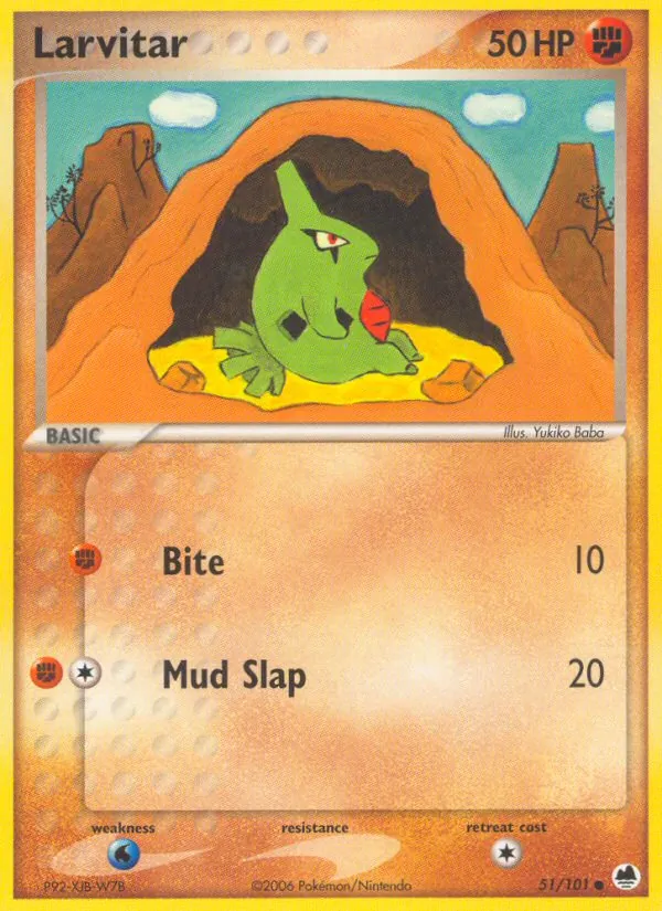 Larvitar #51 – Dragon Frontiers card
