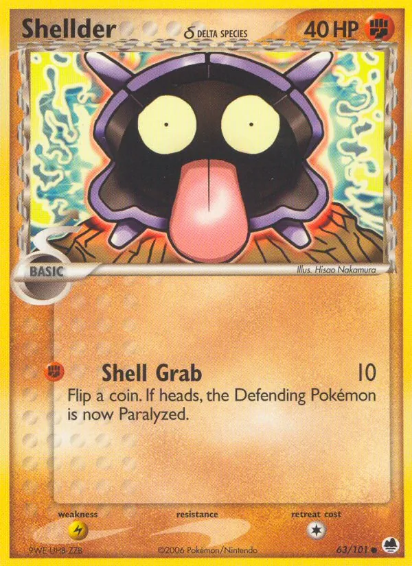 Shellder δ #63 – Dragon Frontiers card