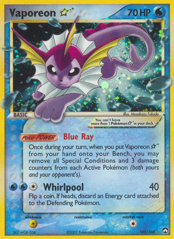 Vaporeon ☆ #102 – Power Keepers card