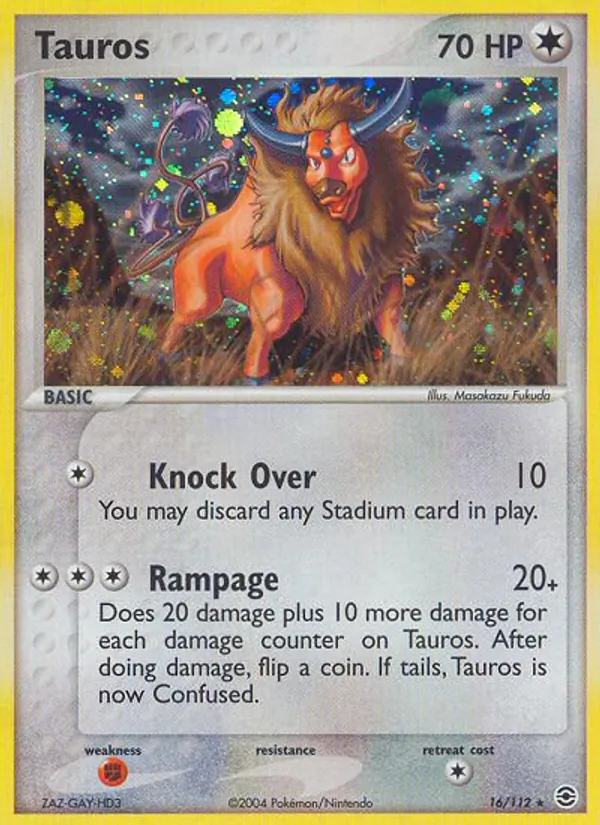 Tauros #16 – FireRed & LeafGreen card