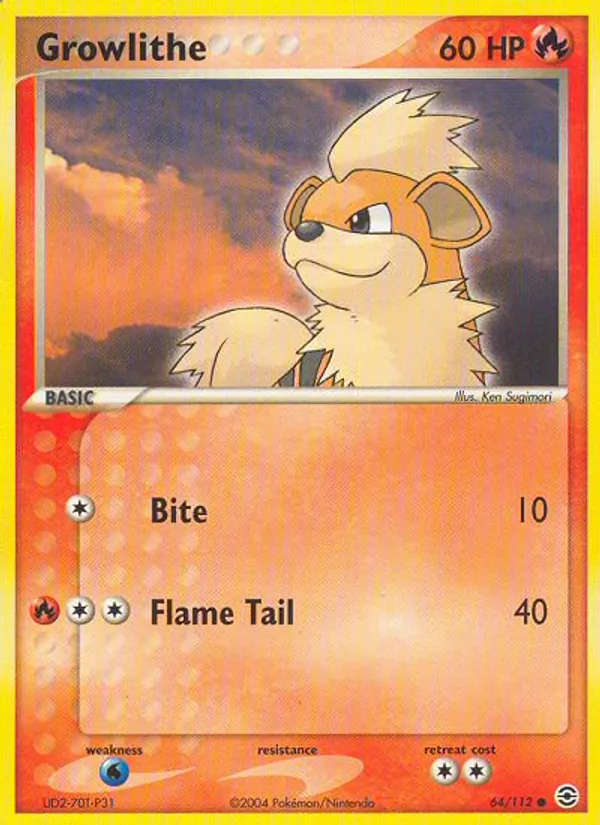 Growlithe #64 – FireRed & LeafGreen card