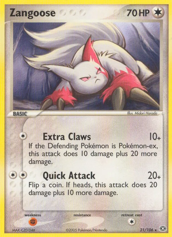 Zangoose #21 – Emerald card
