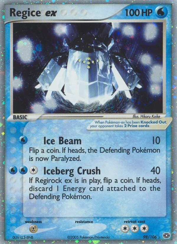 Regice ex #98 – Emerald card