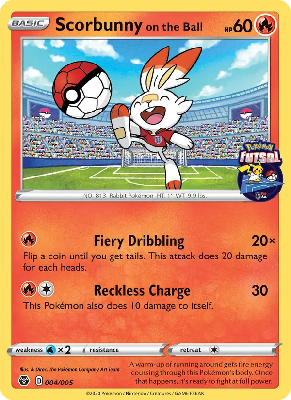 Scorbunny on the Ball #4 – Pokémon Futsal 2020 card