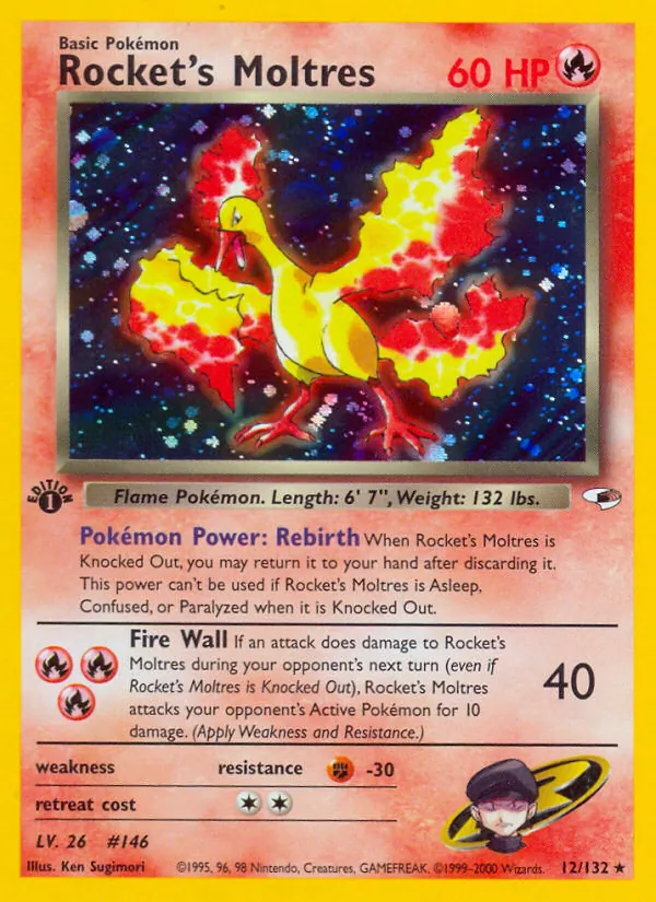 Rocket's Moltres #12 – Gym Heroes card