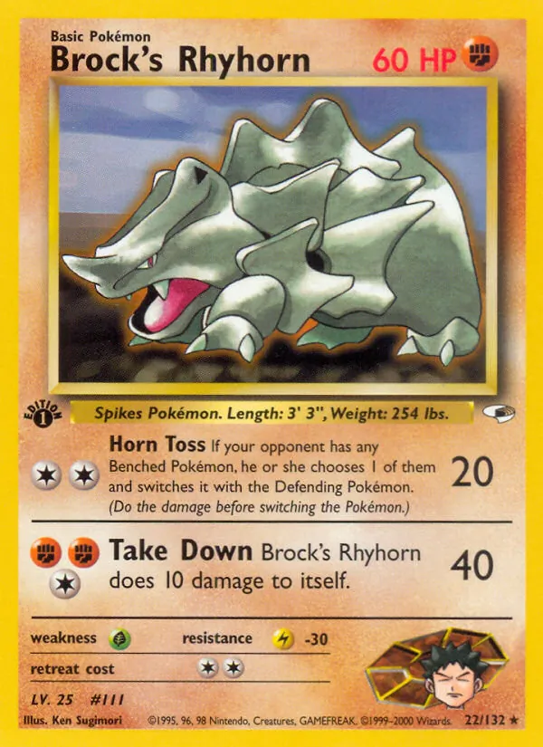 Brock's Rhyhorn #22 – Gym Heroes card