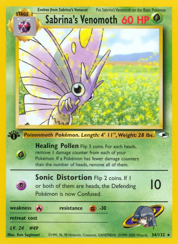 Sabrina's Venomoth #34 – Gym Heroes card