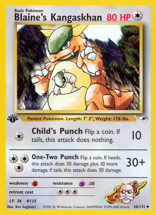 Blaine's Kangaskhan #36 – Gym Heroes card