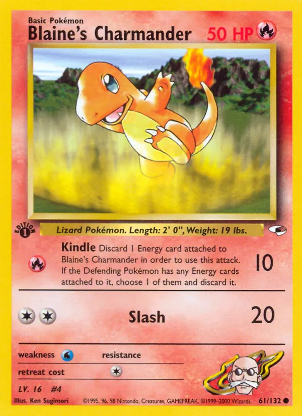 Blaine's Charmander #61 – Gym Heroes card