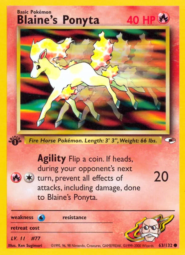 Blaine's Ponyta #63 – Gym Heroes card