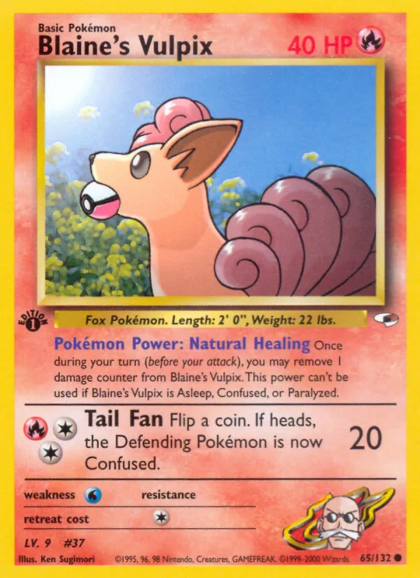 Blaine's Vulpix #65 – Gym Heroes card