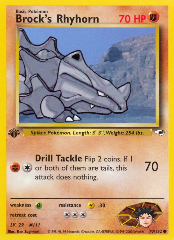 Brock's Rhyhorn #70 – Gym Heroes card