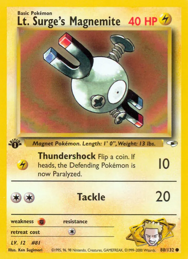 Lt. Surge's Magnemite #80 – Gym Heroes card