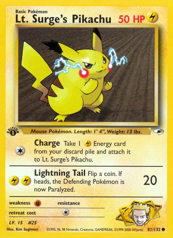 Lt. Surge's Pikachu #81 – Gym Heroes card