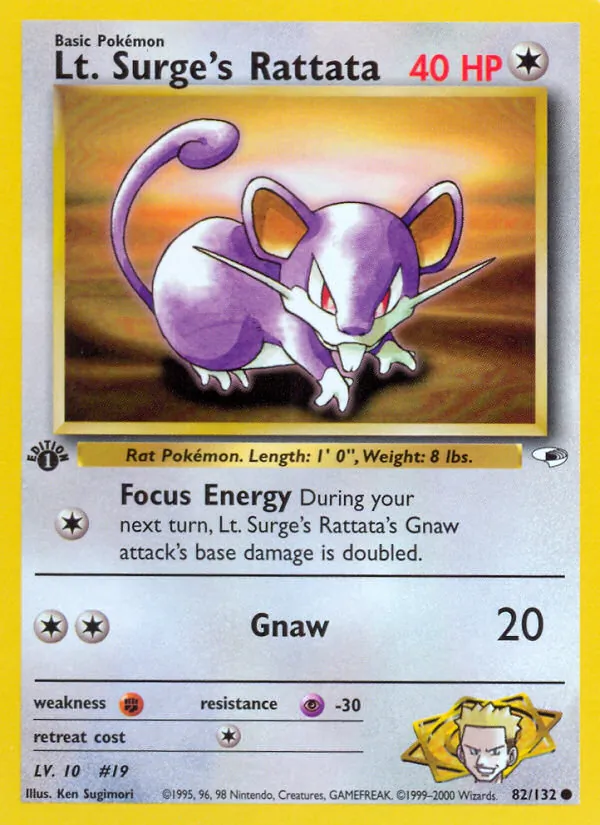 Lt. Surge's Rattata #82 – Gym Heroes card