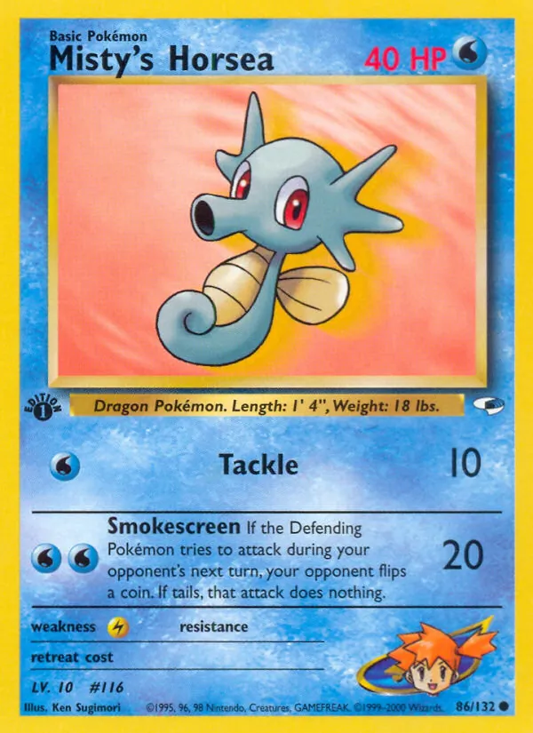 Misty's Horsea #86 – Gym Heroes card