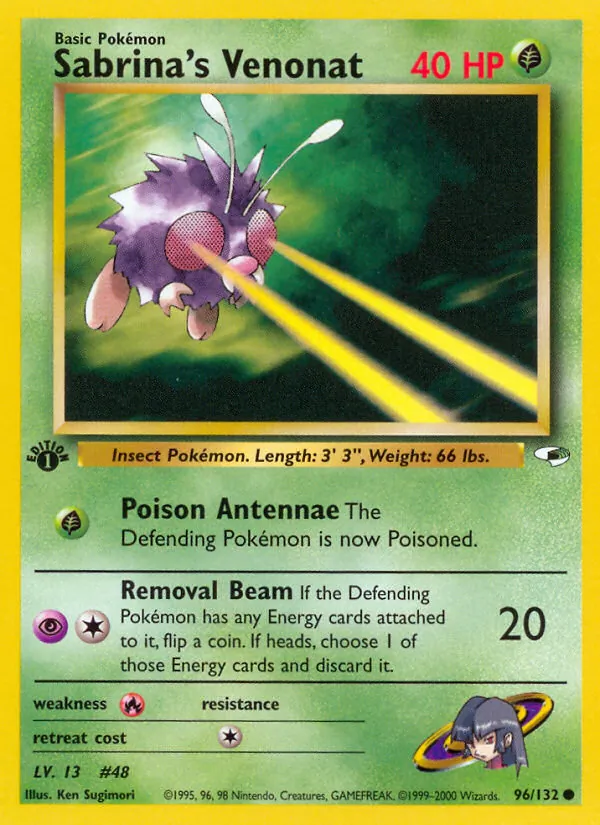 Sabrina's Venonat #96 – Gym Heroes card