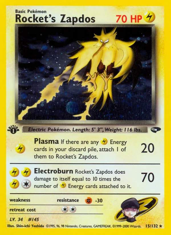 Rocket's Zapdos #15 – Gym Challenge card