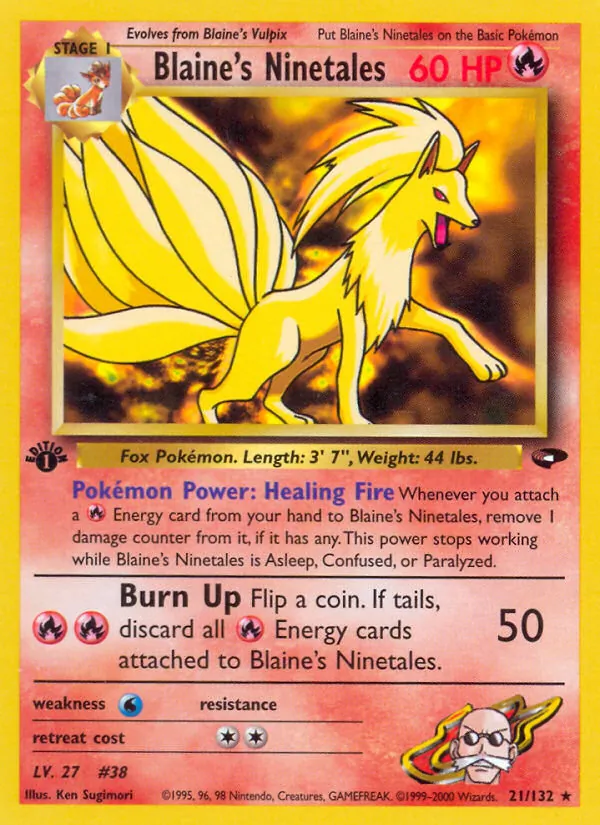 Blaine's Ninetales #21 – Gym Challenge card