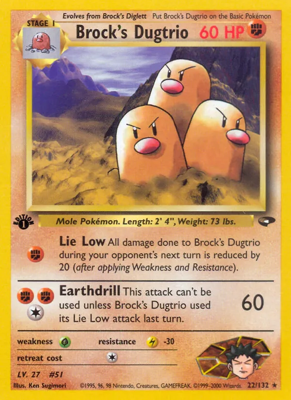 Brock's Dugtrio #22 – Gym Challenge card