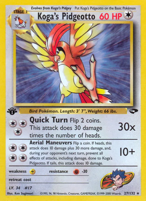 Koga's Pidgeotto #27 – Gym Challenge card