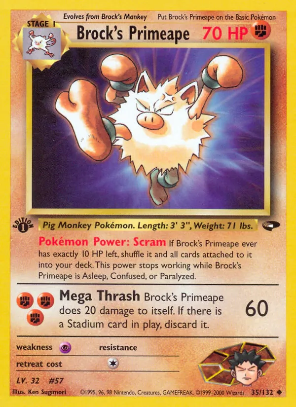 Brock's Primeape #35 – Gym Challenge card