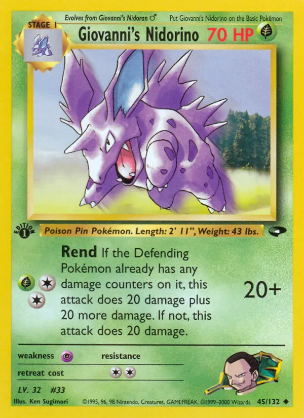 Giovanni's Nidorino #45 – Gym Challenge card