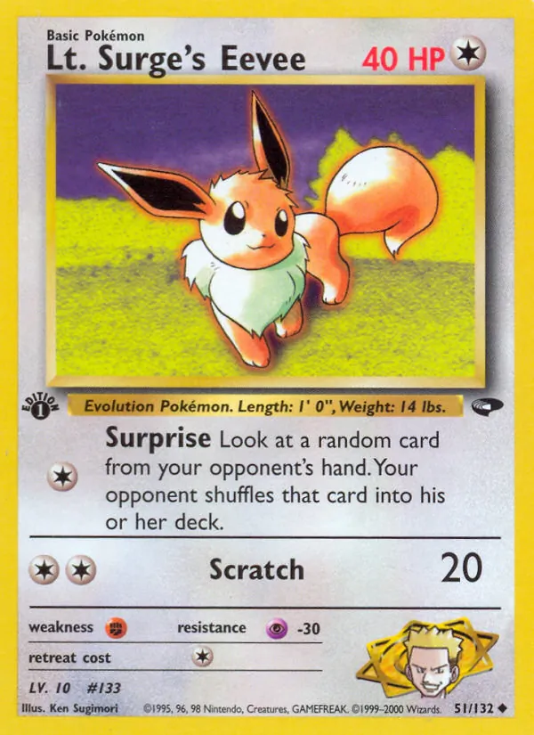 Lt. Surge's Eevee #51 – Gym Challenge card