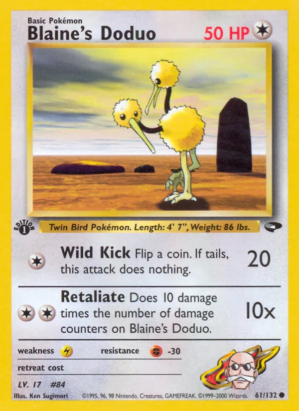 Blaine's Doduo #61 – Gym Challenge card