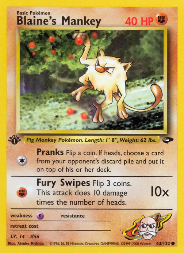 Blaine's Mankey #63 – Gym Challenge card