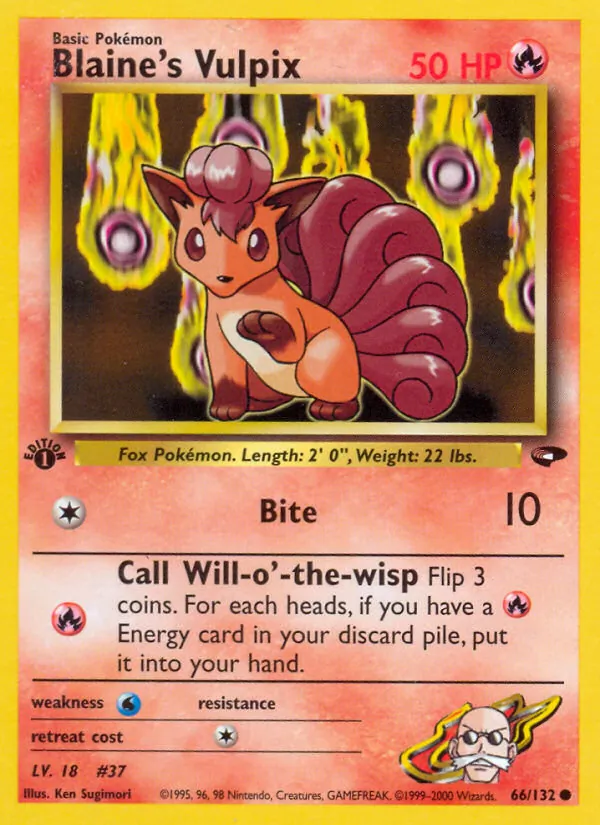 Blaine's Vulpix #66 – Gym Challenge card