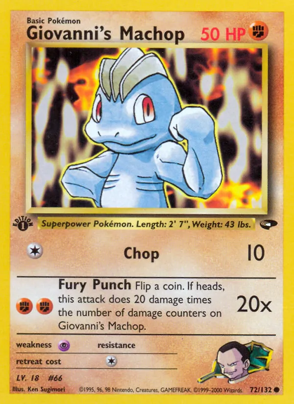 Giovanni's Machop #72 – Gym Challenge card