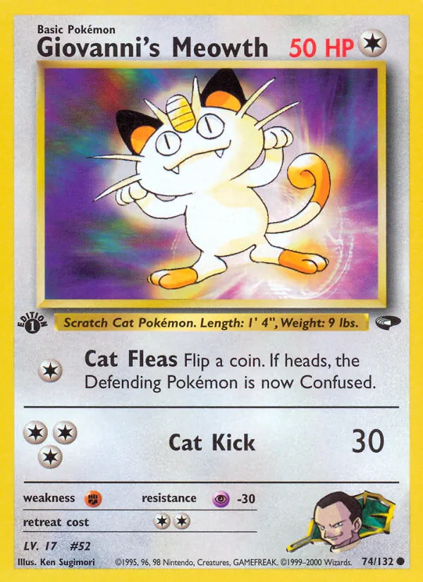Giovanni's Meowth #74 – Gym Challenge card